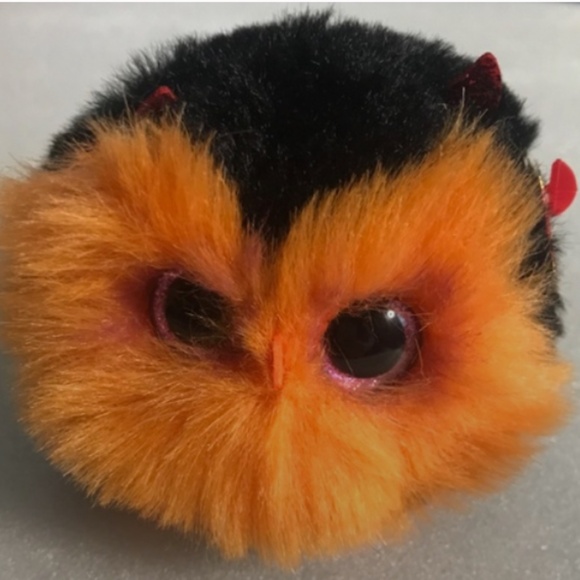 Ty Puffies (Beanie Balls) - WHODINI the 2023 Halloween Orange Owl (3 inch) Stuff - Picture 2 of 12